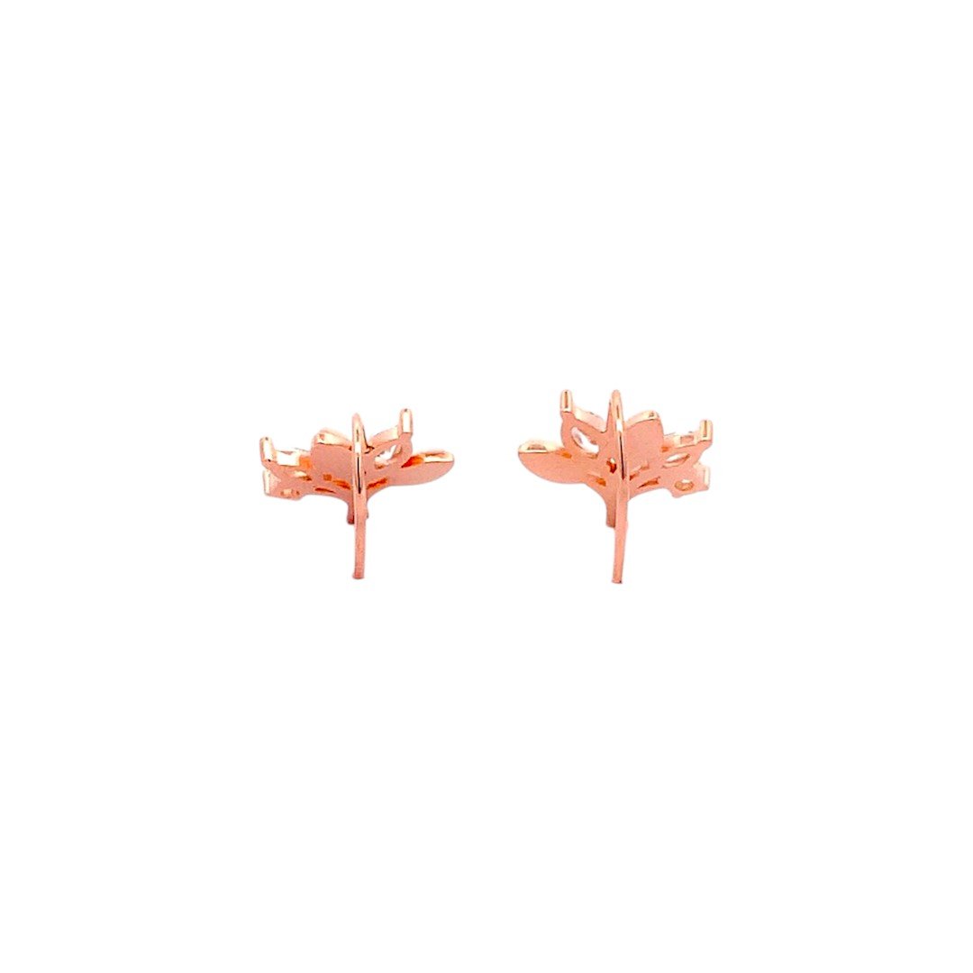 Crystal Vine Earrings (Pure Silver) - Rose Gold